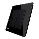 Priza simpla Telefon Livolo cu rama din sticla, negru, VL-C791T-12