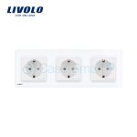 Priza tripla Livolo cu rama din sticla, alb, VL-C7C3EU-11 - imagine 2
