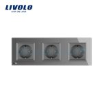 Priza tripla Livolo cu rama din sticla, gri, VL-C7C3EU-15 - imagine 2