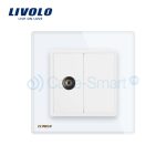 Priza simpla TV Livolo cu rama din sticla, alb, VL-C791V-11 - imagine 2