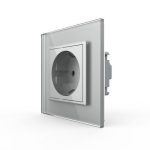 Priza simpla Livolo cu rama din sticla, gri, VL-C7C1EU-15