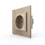 Priza simpla Livolo cu rama din sticla, auriu, VL-C7C1EU-13