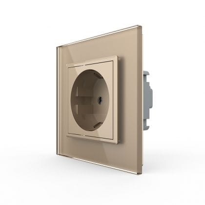 Priza simpla Livolo cu rama din sticla, auriu, VL-C7C1EU-13