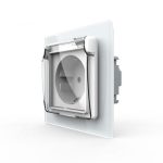 Priza simpla Livolo cu rama din sticla si capac de protectie rezistent la apa, alb, VL-C7C1EUWF-11