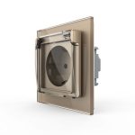 Priza simpla Livolo cu rama din sticla si capac de protectie rezistent la apa, auriu, VL-C7C1EUWF-13