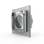 Priza simpla Livolo cu rama din sticla si capac de protectie rezistent la apa, gri, VL-C7C1EUWF-15