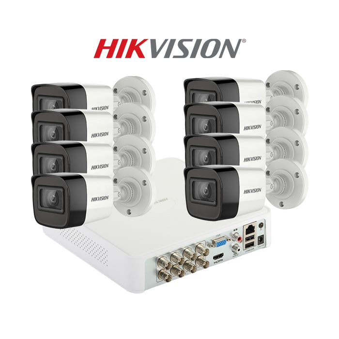 KIT 8 Camere video basic, FullHD, 2.8mm, IR 25m, DVR, HIKVISION – KIT8CHA-8B-B
