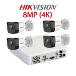 KIT 4 Camere video 4K, 2.8mm, 8MP, IR 30m, DVR, HIKVISION - KIT4CHA-4A551IR-WDT1BS