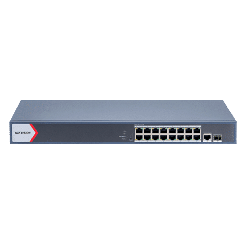 Switch 16 porturi PoE Gigabit, 1 porturi RJ45 Gigabit, 1 port SFP Gigabit, Smart Management - HIKVISION DS-3E1518P-EI-M