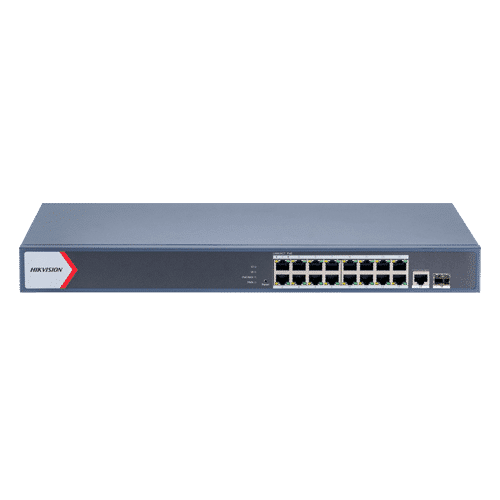 Switch 16 porturi PoE Gigabit, 1 porturi RJ45 Gigabit, 1 port SFP Gigabit, Smart Management - HIKVISION DS-3E1518P-EI