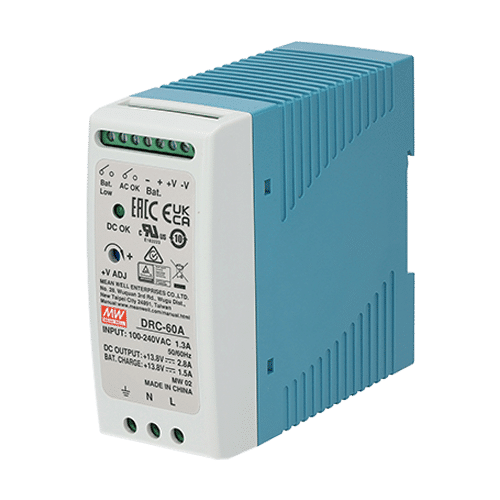 Sursa de alimentare in comutatie, 13.8V / 4.3A, sina DIN, backup – MEAN WELL DRC-60A