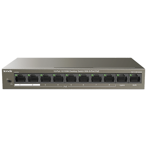 Switch 8 porturi 10/100Mbps PoE, 2 porturi Uplink 10/100Mbps - Tenda TND-TEF1110P-8-63W