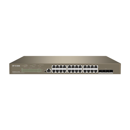 Switch 24 porturi PoE 1Gbps, 4 porturi SFP+ 10Gbps, L3 Cloud Management – IP-COM G5328XP-24-410W