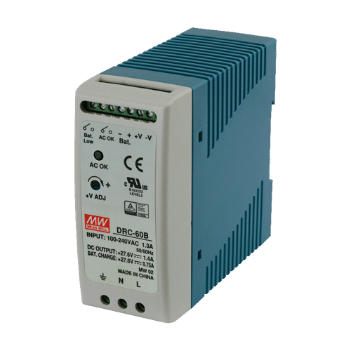 Sursa de alimentare in comutatie, 27.6V / 1.4A + 0.75A, sina DIN, backup – MEAN WELL DRC-60B