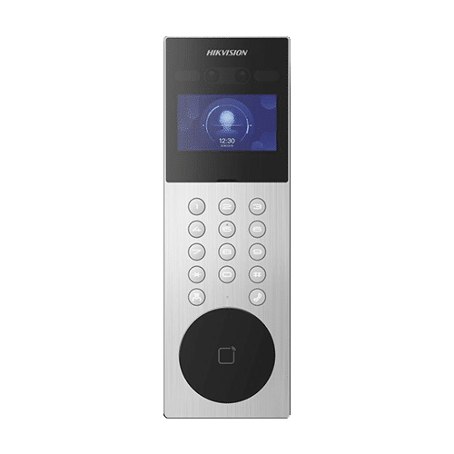 Videointerfon TCP/IP, 4.3' touch screen, 2x 2MP, Recunoastere faciala, Card, Alarma - HIKVISION DS-KD9203-ME6