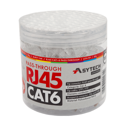 Mufa RJ-45 UTP Cat.6 EZ Passthrough, 50 (100 buc) RJ45-CAT6-EZ-50U-JAR