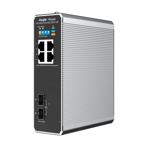 Switch industrial 3 x RJ45 1G PoE+, 1 x RJ45 1G PoE++, 2 x SFP, L2 Cloud Management - Ruijie RG-NIS2100-4GT2SFP-HP