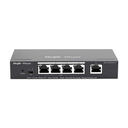 Switch 4 porturi PoE+ RJ45 Gigabit, 1 port uplink RJ45 Gigabit, L2 Cloud Management - Ruijie RG-ES205GC-P