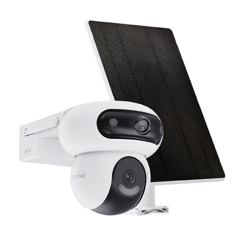 Camera IP PT Dual-Lens 4MP + panou solar 8W, Wi-Fi6, Baterie 10.400 mAh, Audio, IR 35M – EZVIZ CS-HB90/SP(2x4MP)