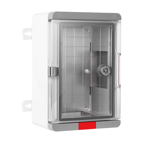 Cutie distributie IP67 din ABS gri, usa transparenta, placa metalica, 200x300x130 mm PS203013
