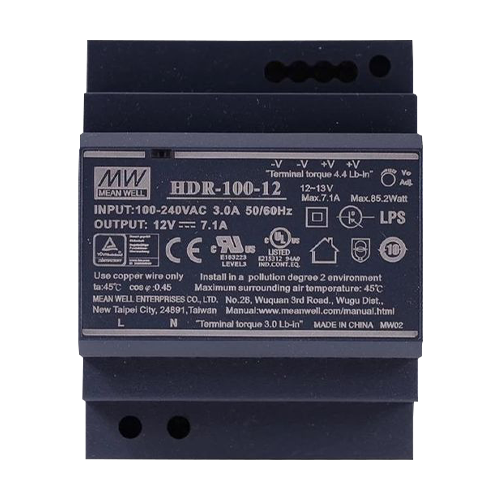 img23292large.png Sursa de alimentare in comutatie, 12V / 7.1A, sina DIN - MEAN WELL HDR-100-12 - imagine 1