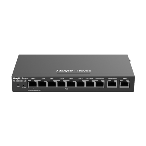 Router 8 x RJ45 1G PoE, 2 x RJ45 1G, Buget PoE 110W, Multi-WAN, Cloud Management - Ruijie RG-EG210G-P-V3