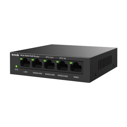 Router 5 x RJ45 1G (4 x PoE Out 802.3af/at), Multi-WAN, Cloud Managed - TENDA G0-5G-PoE