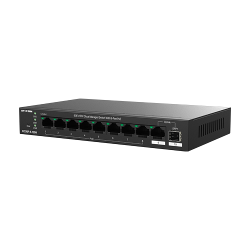 img41270large.png Switch 8 x RJ45 1G PoE, 1 x SFP 1G, 1 x RJ45 1G, 120W, Cloud Management - IP-COM G2210P-8-120W - imagine 1