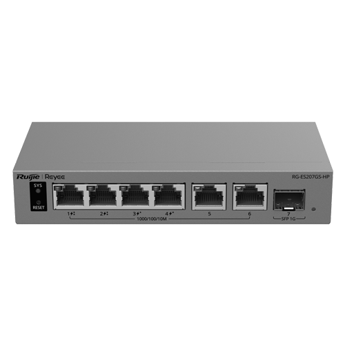 Switch L2, 6 x RJ45 1G (2 x PoE++, 2 x PoE+), 1 x SFP 1G, Cloud Management - Ruijie Reyee RG-ES207GS-HP