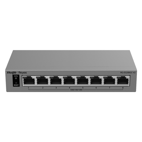 Switch L2, 8 x RJ45 Gigabit, Camera detection, Cloud Management – Ruijie Reyee RG-ES208GC-V2