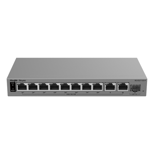 Switch L2, 10 x RJ45 1G (8 x PoE+), 1 x SFP 1G, Putere PoE 120W, Cloud Management - Ruijie Reyee RG-ES211GS-P